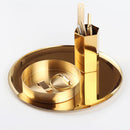 Gold Round DECORATIVE TRAY Metal Food Kitchen Serving Plates Accent, 11 Inch