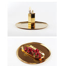 Gold Round DECORATIVE TRAY Metal Food Kitchen Serving Plates Accent, 11 Inch
