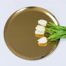 Gold Round DECORATIVE TRAY Metal Food Kitchen Serving Plates Accent, 11 Inch