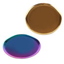 Gold Round DECORATIVE TRAY Metal Food Kitchen Serving Plates Accent, 11 Inch