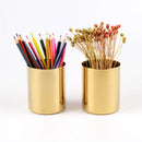 Modern Gold Round Pencil Holder Pen Pot Desktop Organizer Accents Vase simple metal plated