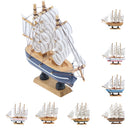 Mediterranean Style Handmade Wooden Sailboat Model Decor Boat Gifts 14cm