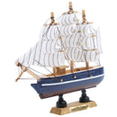 Mediterranean Style Handmade Wooden Sailboat Model Decor Boat Gifts 14cm