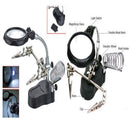 LED Light Hands Free Magnifier Magnifying Glass Stand Soldering Station, 3.5X 65mm (diameter) and 12X 17mm small magnifying lens