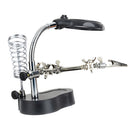 LED Light Hands Free Magnifier Magnifying Glass Stand Soldering Station, 3.5X 65mm (diameter) and 12X 17mm small magnifying lens