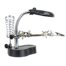 LED Light Hands Free Magnifier Magnifying Glass Stand Soldering Station, 3.5X 65mm (diameter) and 12X 17mm small magnifying lens
