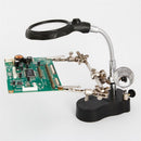 LED Light Hands Free Magnifier Magnifying Glass Stand Soldering Station, 3.5X 65mm (diameter) and 12X 17mm small magnifying lens