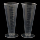 2 Pieces Laboratory Hospital Plastic 100ml Graduated Conical Measuring Cup