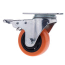 3inch Low Profile Casters Wheels Soft Rubber Swivel Caster with 360 Degree Top Plate for Set of 1 with Brakes