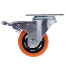 3inch Low Profile Casters Wheels Soft Rubber Swivel Caster with 360 Degree Top Plate for Set of 1 with Brakes