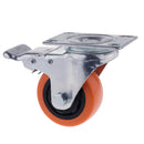 3inch Low Profile Casters Wheels Soft Rubber Swivel Caster with 360 Degree Top Plate for Set of 1 with Brakes