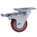 3inch Low Profile Casters Wheels Soft Rubber Swivel Caster with 360 Degree Top Plate for Set of 1 with Brakes