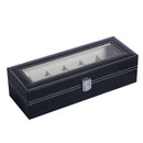 Watch Dislpay Box Organizer, Pu Leather with Glass Top, Large, Black