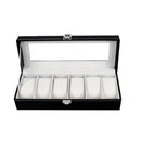 Watch Dislpay Box Organizer, Pu Leather with Glass Top, Large, Black