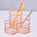 Wire Metal Desktop Pen Pencil ,Rose Gold Pen Storage Basket Organizer