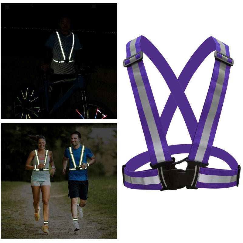 2x Adjustable Reflective Safety Vest Cycling Gear Reflective Belt Elastic