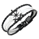 Punk Alloy Rudder Bracelet Cowhide Leather Bangle Wristband Men Jewelry