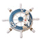 Wooden Boat Ship Steel Ring Wheel Wall Plaque Nautical Beach Tropical Decor