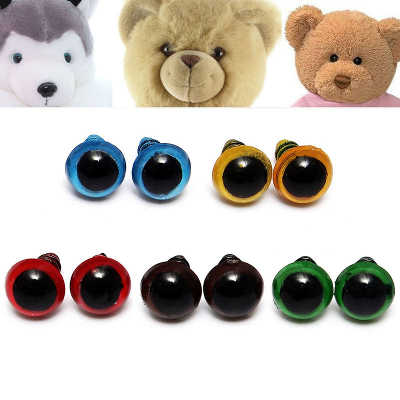 100pcs 8mm 5 Colors Washers Plastic Safety Eyes Teddy Bear Doll Puppets Toys Handmade Craft DIY Tool