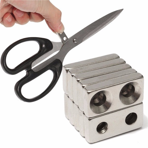 10pcs N35 20x10x4mm Block Countersunk Magnets Neodymium Magnets With 2 Holes