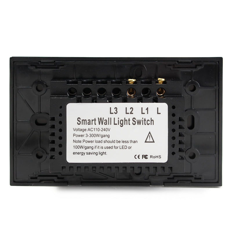 1 Way 1 Gang Crystal Glass Remote Panel Touch LED Light Switch Controller With Remote Control