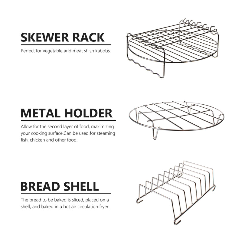 Fits for 5.3-6.8QT 9Pcs 9'' Non-stick Air Fryer Accessories Baking Cooking Pan