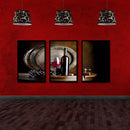 Miico Hand Painted Three Combination Decorative Paintings Red W-ine Wall Art For Home Decoration