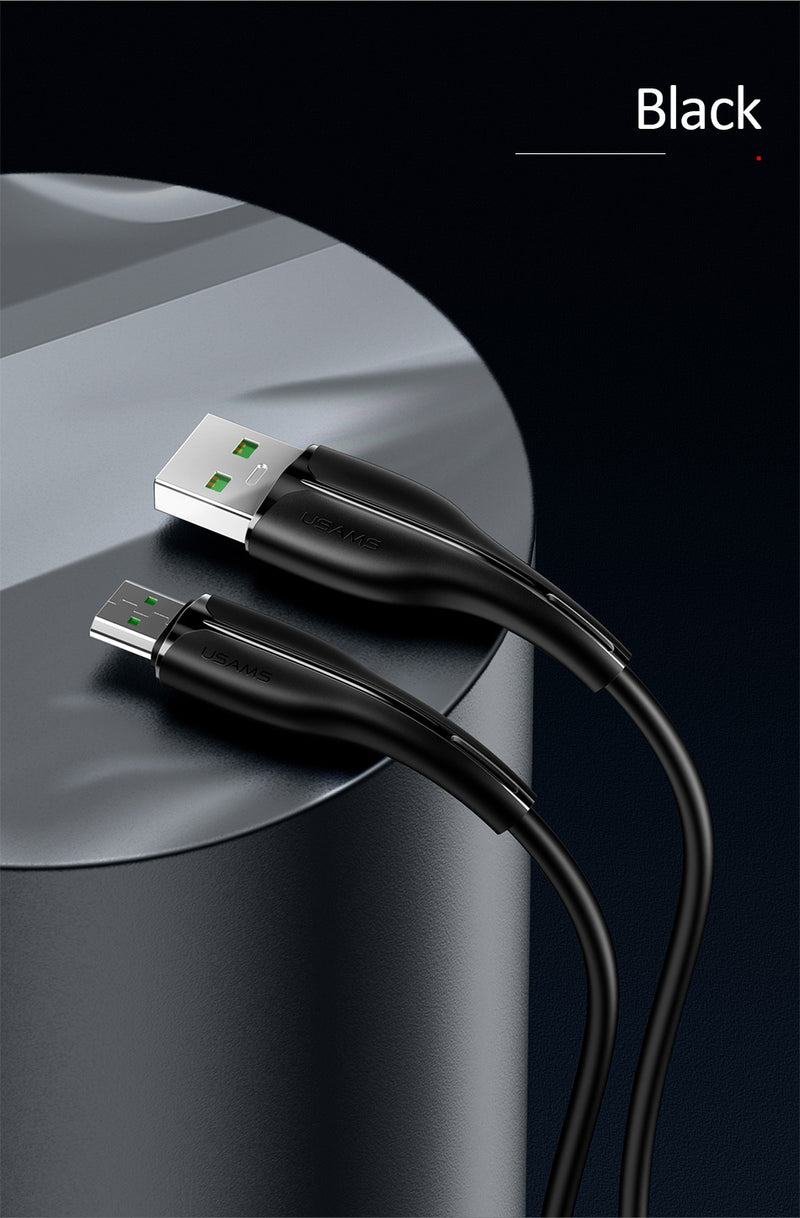 USAMS 4A Micro USB Quick Charging Data Cable For OPPO R15 R11s R11 Plus R9 R7 Redmi Redmi 6 Pro 7A- Black