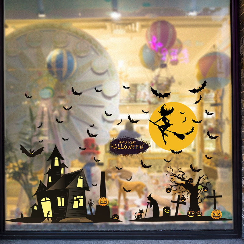 Miico XL891 Cartoon Sticker Halloween Sticker Removable Wall Sticker Room Decoration - Witch
