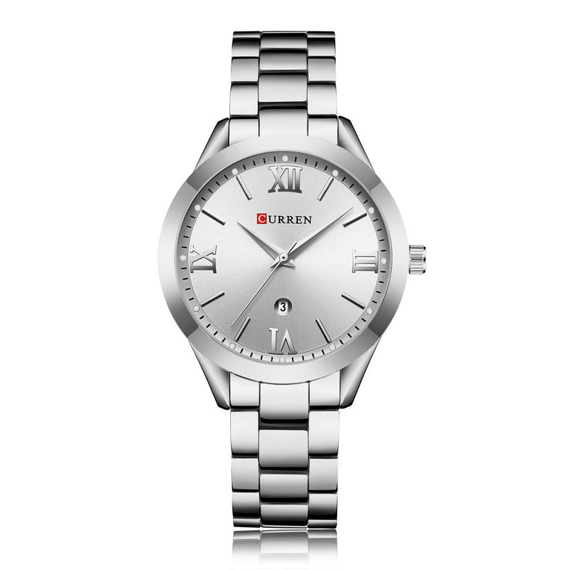 CURREN 9007 Calendar Fashionable Women Watches Stainless Steel Strap Quartz Watch