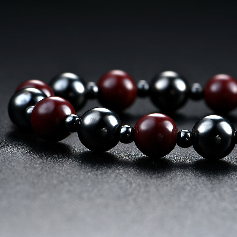 Healthy Healing Jewelry Black and Red Beads Magnet Stone Beaded Necklace Unisex
