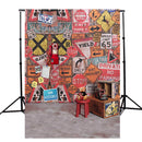 5x7FT Vinyl Graffiti Wall Phone Bear Photography Backdrop Background Studio Prop