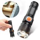 T6 USB Rechargeable LED Flashlight 10X Telescopic zoom Power Work Spot Light Lamp