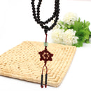 Trendy Black Sandalwood Buddhist Buddha Multilayer Beads Weaving Bracelet Necklace for Men