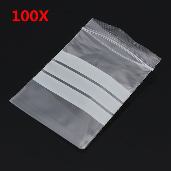 100Pcs 7x10cm Reclosable Ziplock Bag with Writing Panels PE Self Adhesive Seal Ring Bags