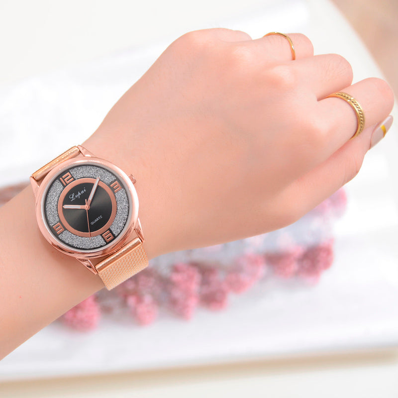 LVPAI P732 Rose Gold Elegant Design Women Wrist Watch Fashionable Analog Quartz Watch