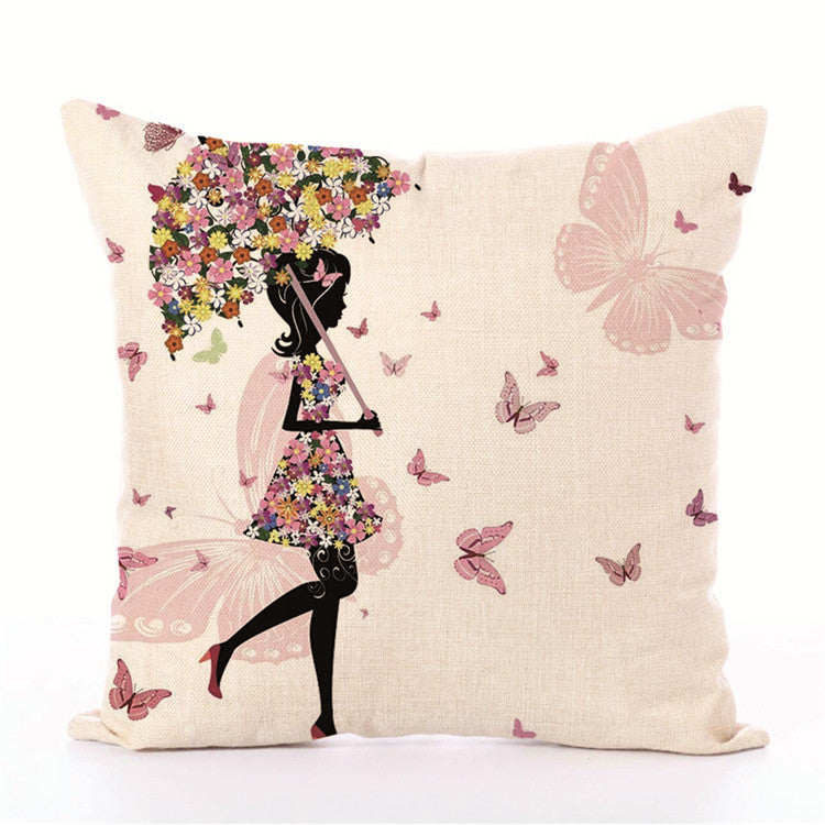 Fairy tales Flower Style Printed Pillow Cover Butterfly Girls Pillow Case house Bed Hotel Decorative