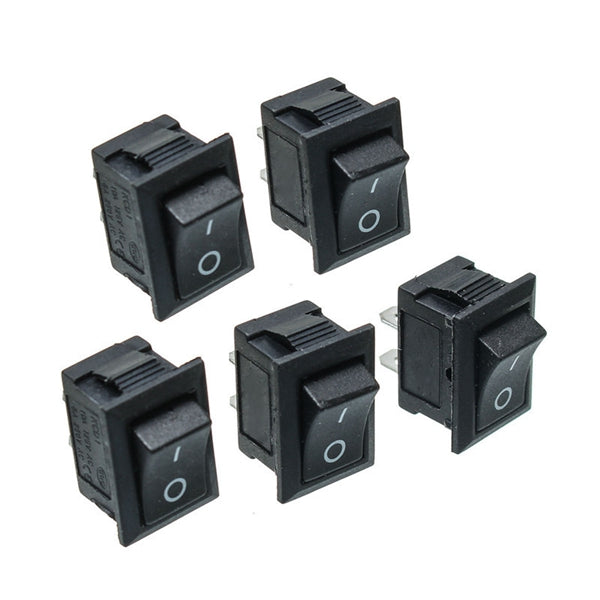 100pcs Black Push Button Mini Switch 6A-10A 110V 250V KCD1-101 2Pin Snap-In On/Off Rocker Switch