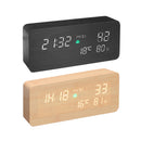 Wooden LED PM2.5 Air Detector Digital Alarm Clock Calendar Temperature Humidity Air Quality Tester