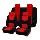 Universal Car Seat Covers Protector Full Set Steel Ring Wheel Cover Belt Pad Red Black