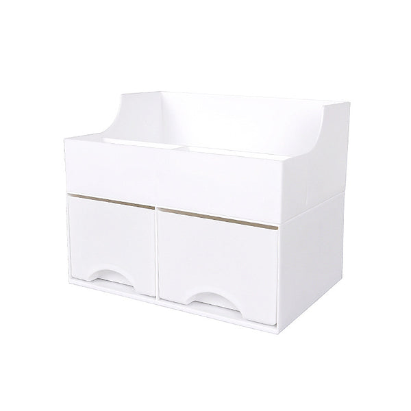 Desktop Storage Box with 2 Drawers Cosmetic Makeup Holder Sundries Organizer Office Home Supplies