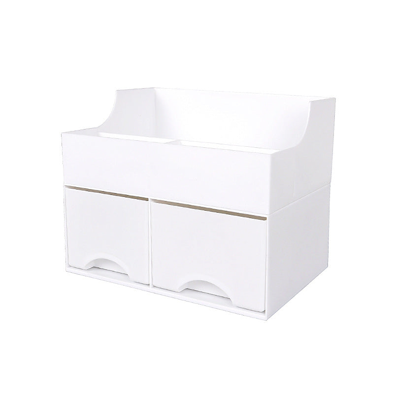 Desktop Storage Box with 2 Drawers Cosmetic Makeup Holder Sundries Organizer Office Home Supplies