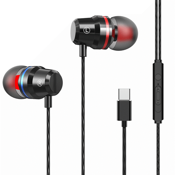 Type-c Metal In-ear Earphone Heavy Bass Wired Control Headphone Stereo Music HIFI Sport Headset With Mic for Xiaomi