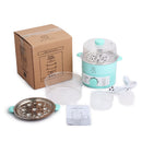 LIFE ELEMENT Egg Steamer Stainless Steel 600W Timing Egg Cooker Double-decker Mini Breakfast Machine