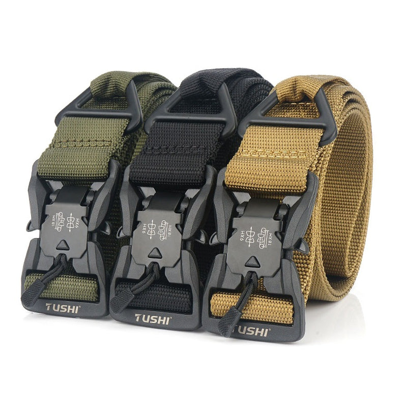 TUSHI MT3S 125cm Quick Release Magnetic Belt Nylon Adjustable Tactical Belt Punch Free Buckle Hunting Belt Portable Waistband