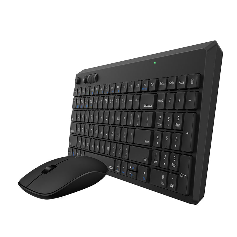 Rapoo 8050T 2.4GHz Wireless 108 Keys Keyboard and 1300dpi Mouse Combo Set with USB Receiver for Windows10 / 8 / 7 / Vista / XP