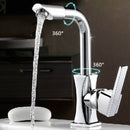 Flexible Chrome Brass Swivel Wash Water Spout Kitchen Sink Single Lever Faucet Mixer Tap