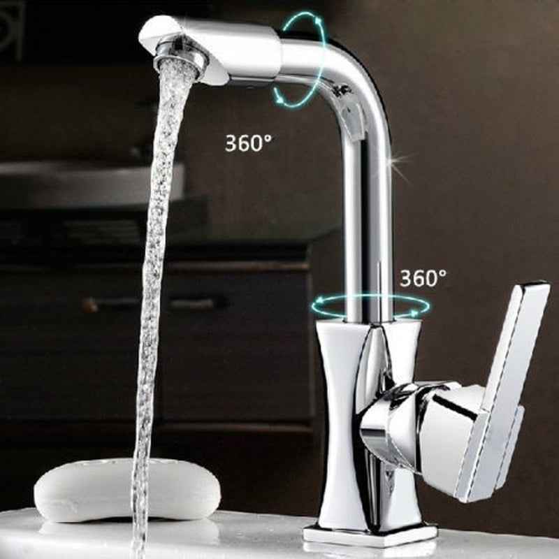 Flexible Chrome Brass Swivel Wash Water Spout Kitchen Sink Single Lever Faucet Mixer Tap