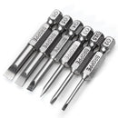 BROPPE 6Pcs 50mm Magnetic 2.0-6.0mm Flat Head Slotted Tip Screwdrivers Bits