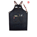 4 Styles Denim Bib Apron Leather Strap Hairtician Barista Work Hairdressing Robe
